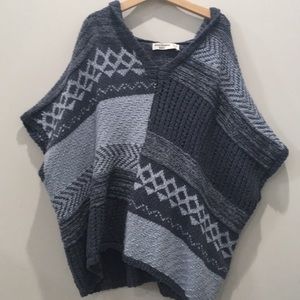 patterned blue poncho